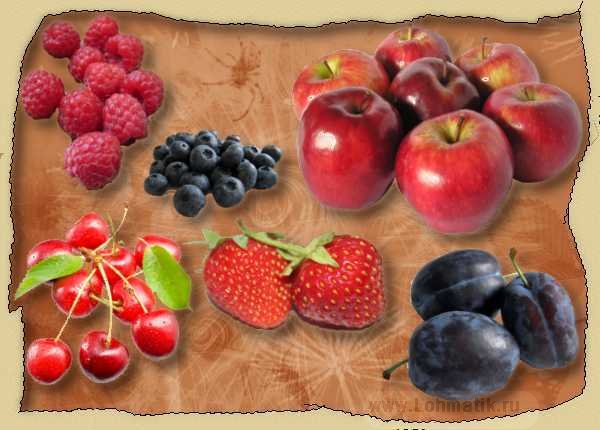 Фрукты и ягоды. Развитие речи - яблоки, малина, черешня